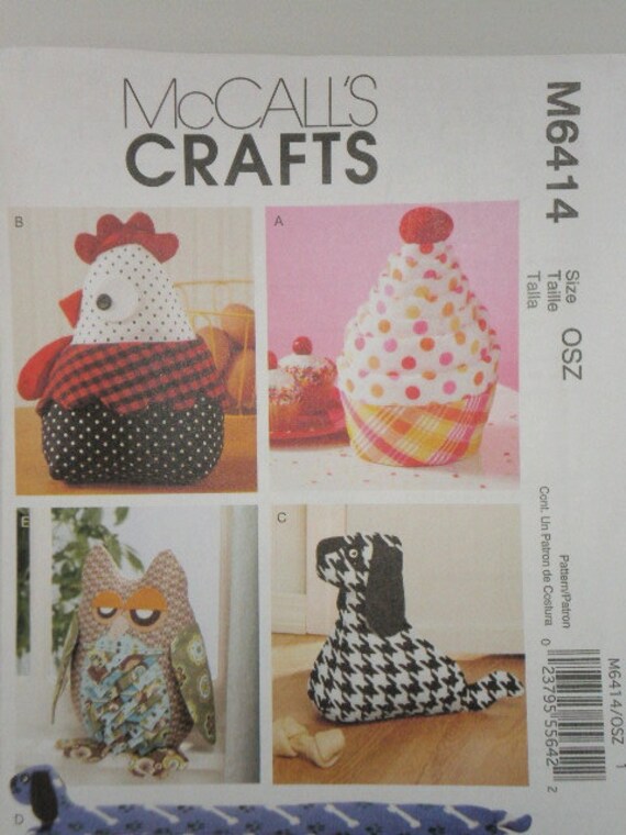 McCalls 6414 Door & Draft Stops Cupcake Owl Pattern New Uncut
