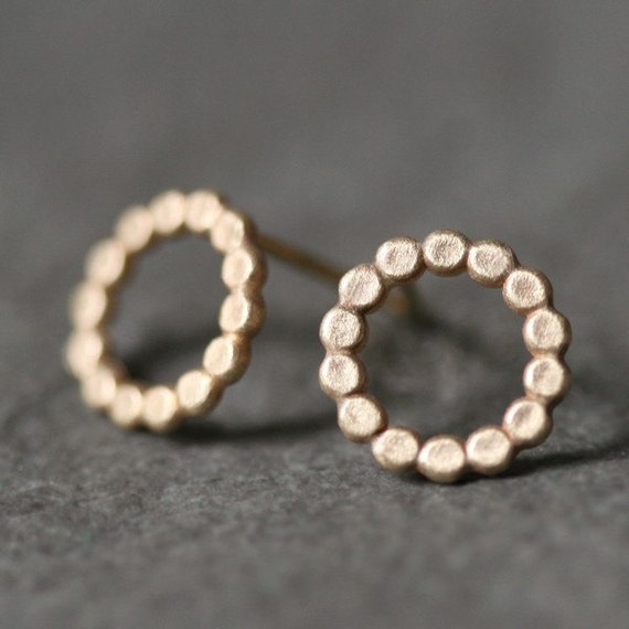 Flat Circle Stud Earrings in 14k Gold by MichelleChangJewelry
