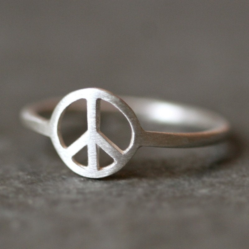 Peace Sign Ring in Sterling Silver