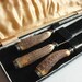 Genuine Antler Carving Set : Antique John Round Sheffield Knife Fork Utensils in Box