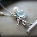 REady To Ship..Surfer Girl Necklace Sterling Silver Charm Pearls Swiss Blue Topaz Gemstone Water Ocean Sea Christmas Gift Idea