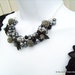 Handmade Original Pearl Beaded Floral Necklace by Kim Smith - Sparkle in Slate