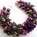 Purple Bracelet, Winter Colours, Pearl Beaded Bracelet, Cluster Bracelet, Chunky Bracelet, Bracelet With Flowers - Damson Delight