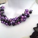Purple and Black Beaded Necklace, Purple Bridesmaid Jewelry, Cluster Necklace, Chunky Necklace, Bridesmaid Gift, Bridesmaid Necklace