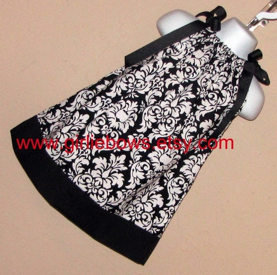 Damask Black and White Pillowcase Dress 3 6 9 12 18 month mo