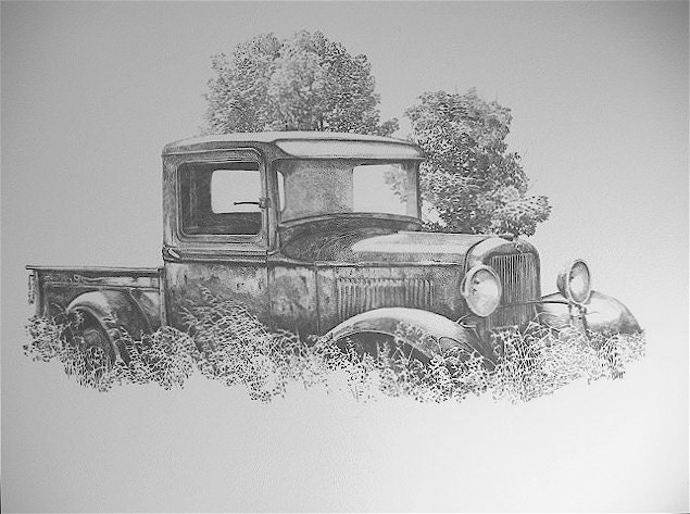 32 Ford pickup pencil drawing print by C.P. Williams