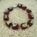 Dichroic Glass Bracelet Deep Blood Red with Rainbow Detail .. Silver Plated Fitting