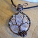 Tree of Life Pendant Quartz and Green Amethyst Prasiolite Wrapped in Hammered Stamped Oxidized Copper Wire