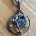 Tree of Life Pendant Abalone Shell Moon with Labradorite Wire Wrapped in Gunmetal Parawire