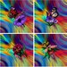 Artist Hand Made Butterfly 4 Fabric Panels College Quilting Fiber Art
