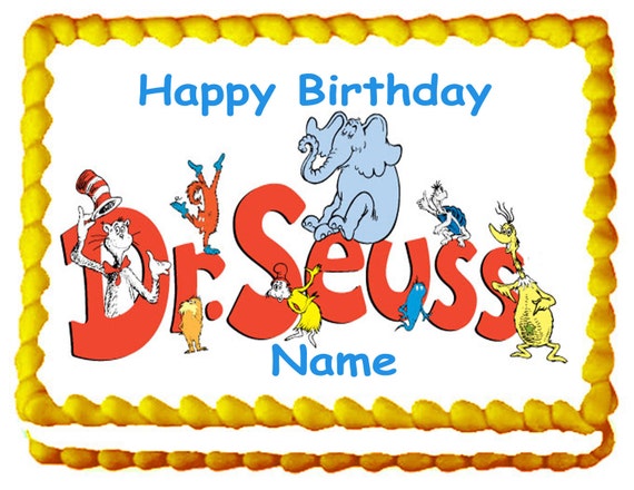 Items similar to Edible image frosting sheet - Dr. Seuss birthday cake ...