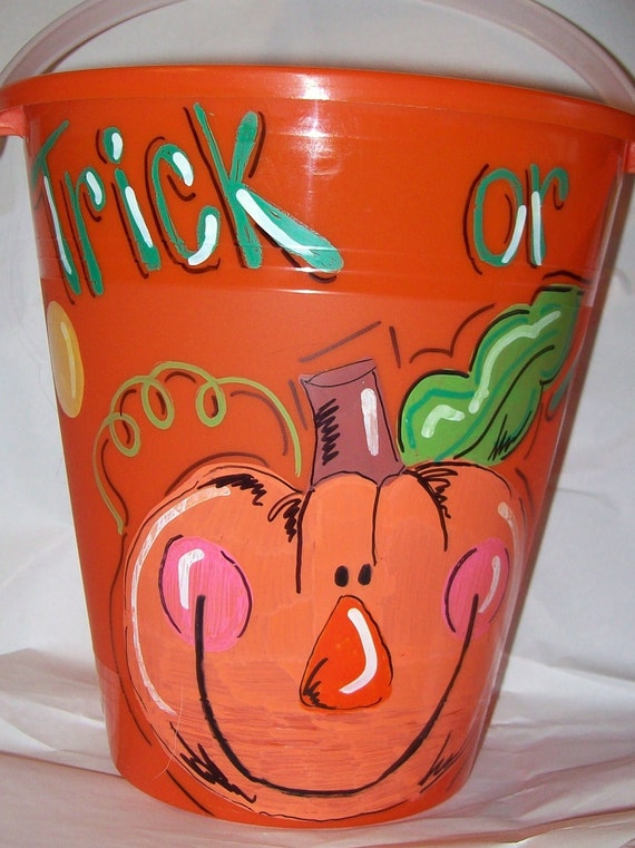 Cute trick or treat bucket for halloween by pinkfishstudios