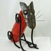 Cat sculpture Red and black Cat from found objects