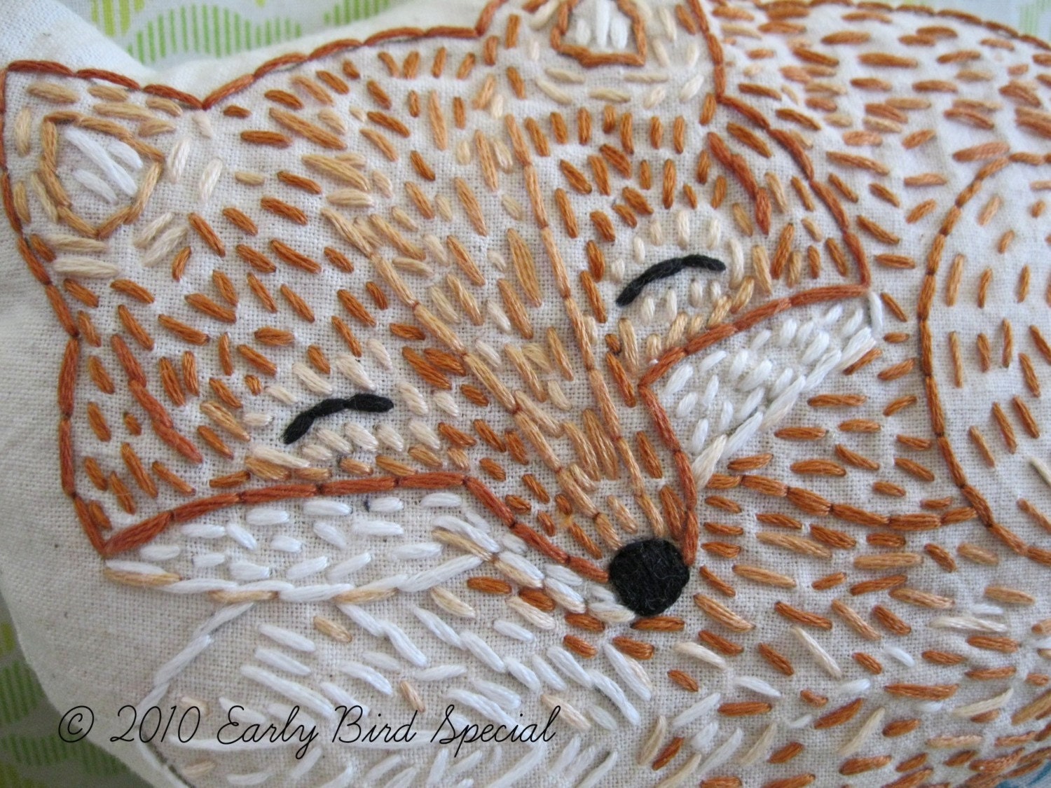 Hand Embroidered Fox Pillow Made to Order