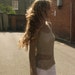 Khaki beige loose knit summer sweater in a cotton linen silk mix yarn LAST ONE in this shade