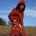 Pumpkin Flowers flannel lined hooded wrap coat
