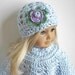 American Girl Doll Clothes: Crocheted Blue Poncho Set with Flowered Hat