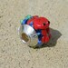 Handmade Lampwork Bead Silver cored Large hole Charm bead Slider Crab ocean Sea bead Nautical Silver capped bead Generationslampwork