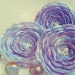 3 Big handmade light blue and light pink fabric flowers