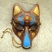 Fancy Bronze Kitsune Mask... Japanese Fox Leather Mask