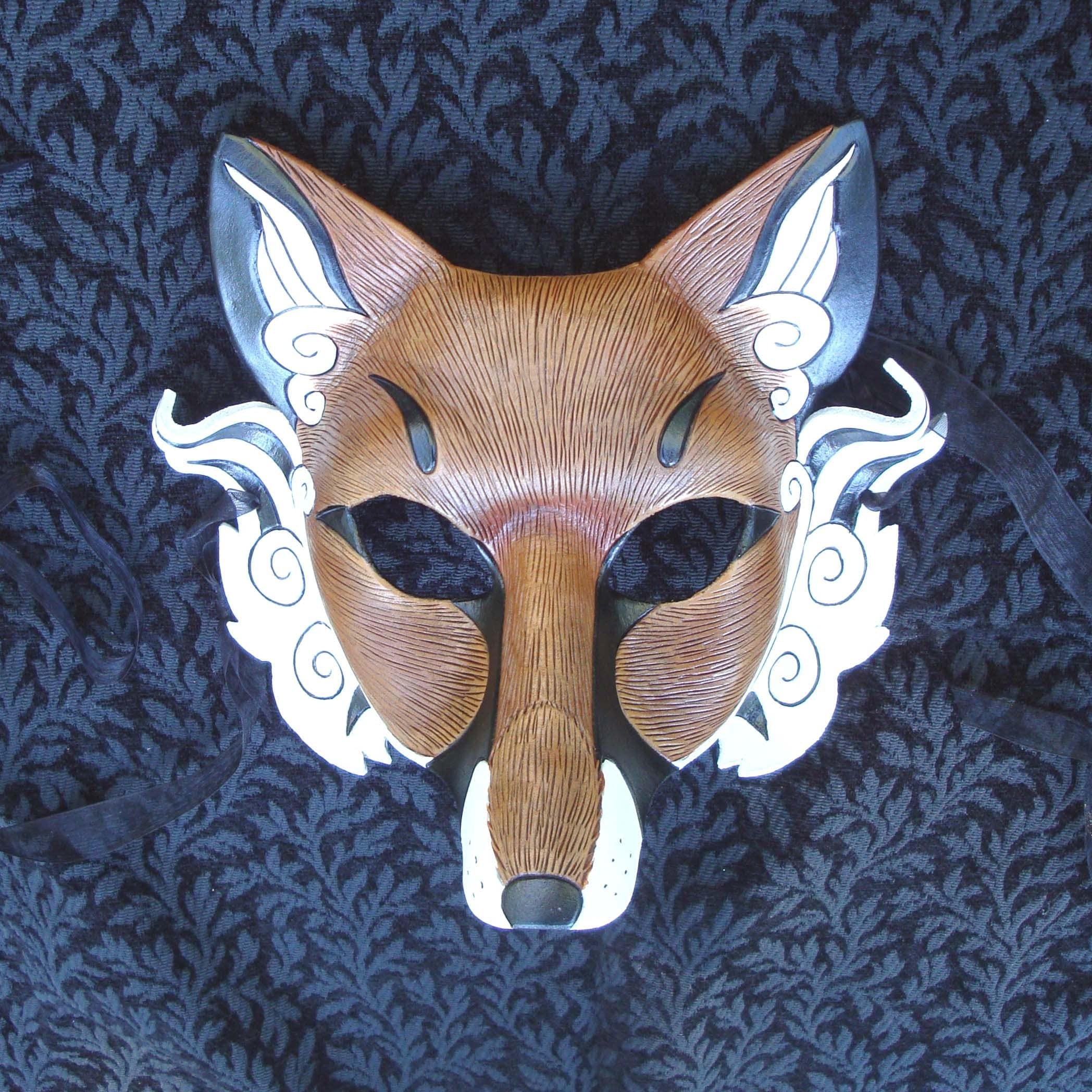 Japanese Fox Mask...handmade leather fox mask
