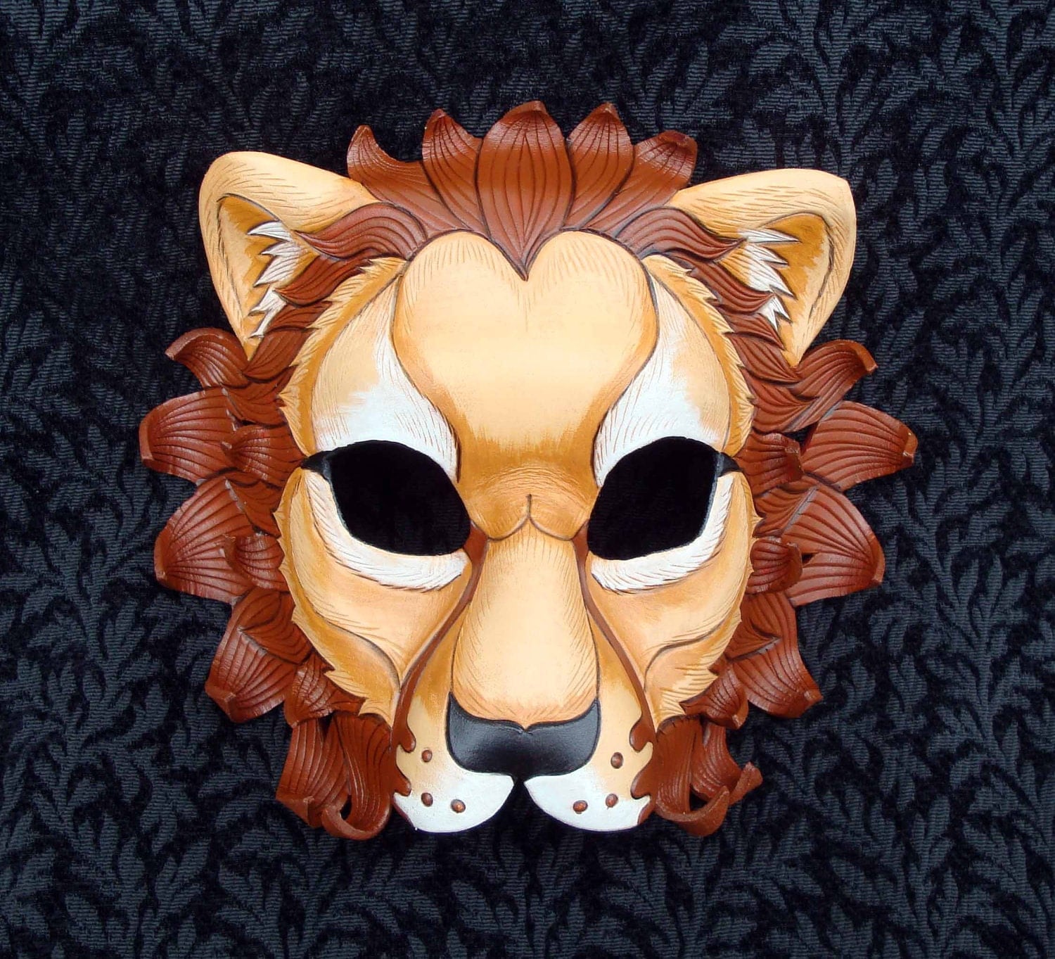 African Lion Mask... limited edition handmade leather mask