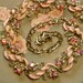 Vintage Pink Necklace Linked Metal With Rhinestones