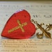 Vintage Lucite Heart Cross Pin