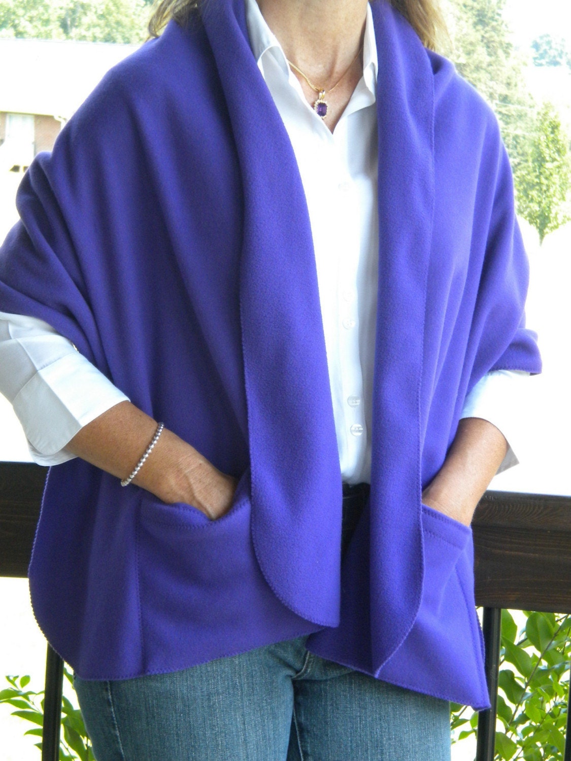Cozy Shoulder Wrap with Pockets by vintageamys on Etsy
