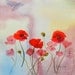 Impressionistic Poppy Flower Art, Wall Art, Poppy Painting, Original Watercolor Painting, Home Decor, 12" x 11", Red Poppies, Poppy Joy