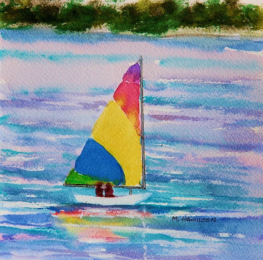 Sailboat Art Sailing Art 7 X 7 Multi Colored   Il Fullxfull.201573709 