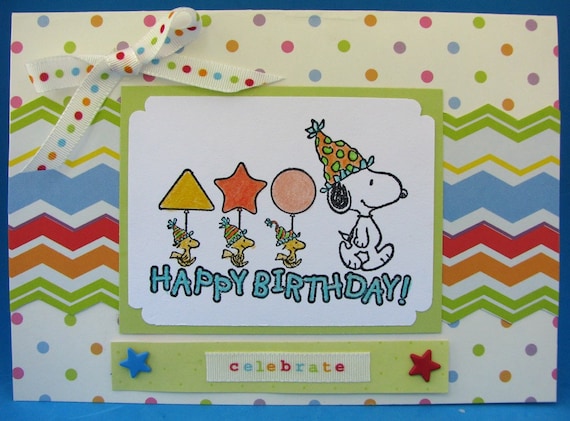 Snoopy and Woodstock Happy Birthday Parade Card by jolipapier