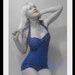 Winter Sale ....The Bella. Blue and White Polka dot one piece Maillot Swimsuit