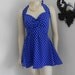 Blue and White Polka dot Retro One Piece Swimdress swimsuit Maillot Pin Up Made to Order