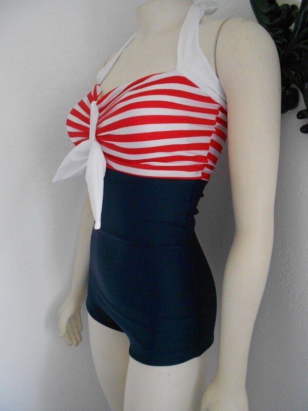 Pin Up Sailor Retro One piece swimsuit Made to order