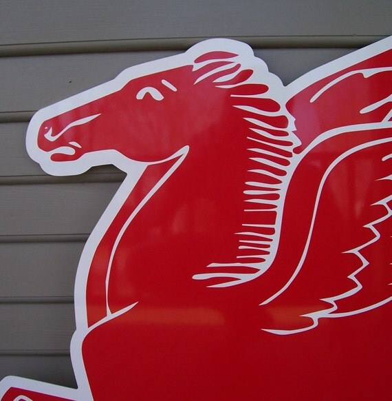 huge mobil gas red pegasus trade sign reproduction
