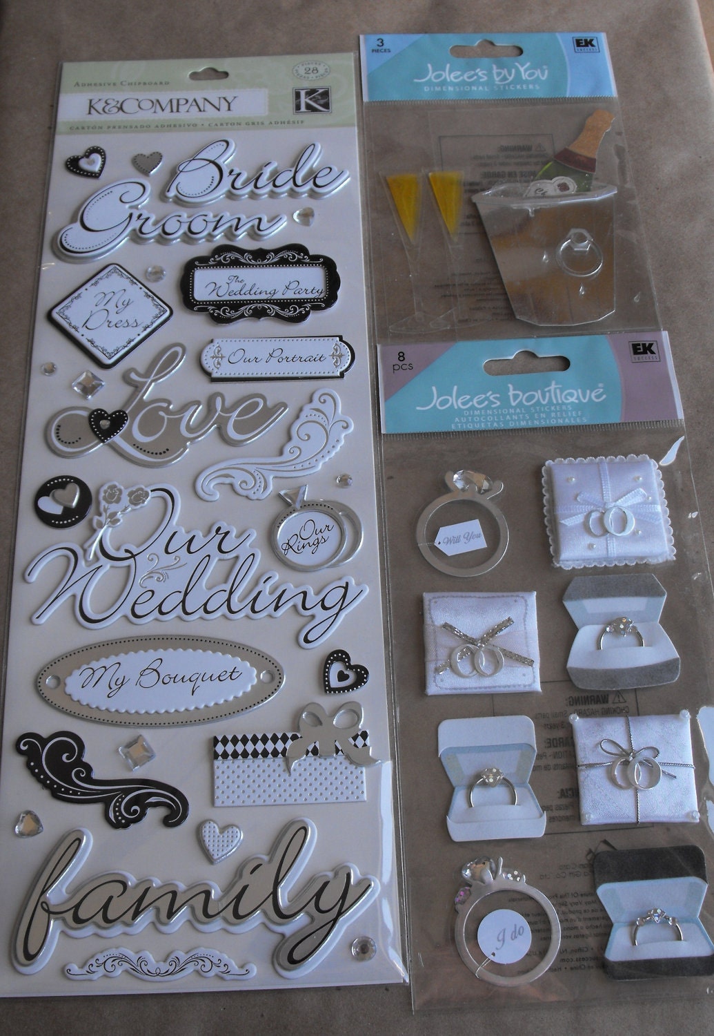 Wedding Scrapbook stickers by Jolees Bride Groom engagement