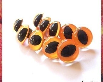 12 mm Orange CAT / FISH amigurumi plastic animal craft safety eyes - 5 PAIRS