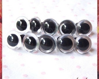 12 mm CLEAR animal / amigurumi plastic safety eyes - 5 PAIRS