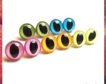 12 mm MIXED COLORS amigurumi animals eyes safety eyes plastic eyes - 5 PAIRS (12mc)