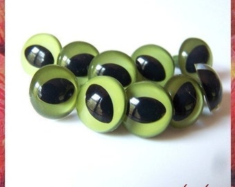 15 mm OLIVE CAT / FISH amiguumi animal plastic craft safety eyes - 5 pairs