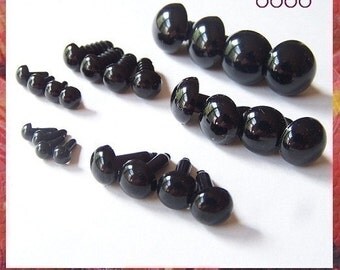 Plastic Eyes Craft Eyes Safety Eyes Black Sampler - 12 PAIRS 6 Sizes (SE3)