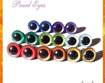 12 mm Hand Painted Safety Eyes Plastic Eyes Animal Eyes PEARL EYES - 8 PAIRS (12hp8)