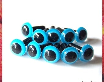 9mm Animals Amigurumi Plastic Safety Eyes 5 PAIRS - Blue
