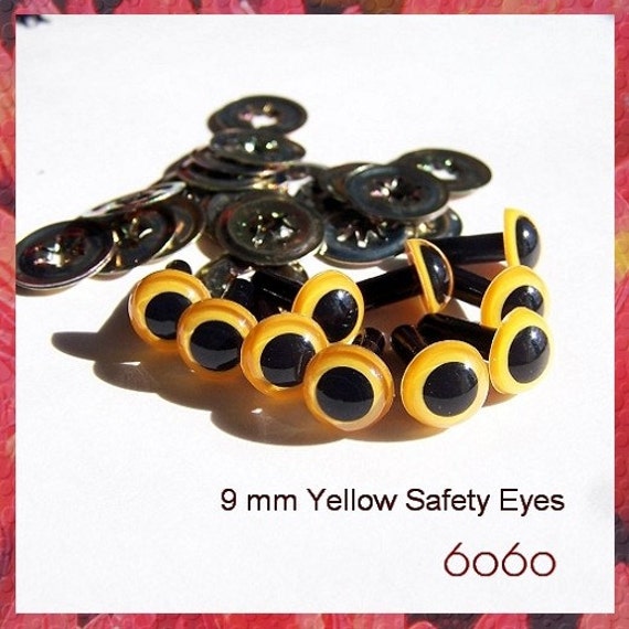 9mm Animals Amigurumi Plastic Safety Eyes 5 PAIRS YELLOW