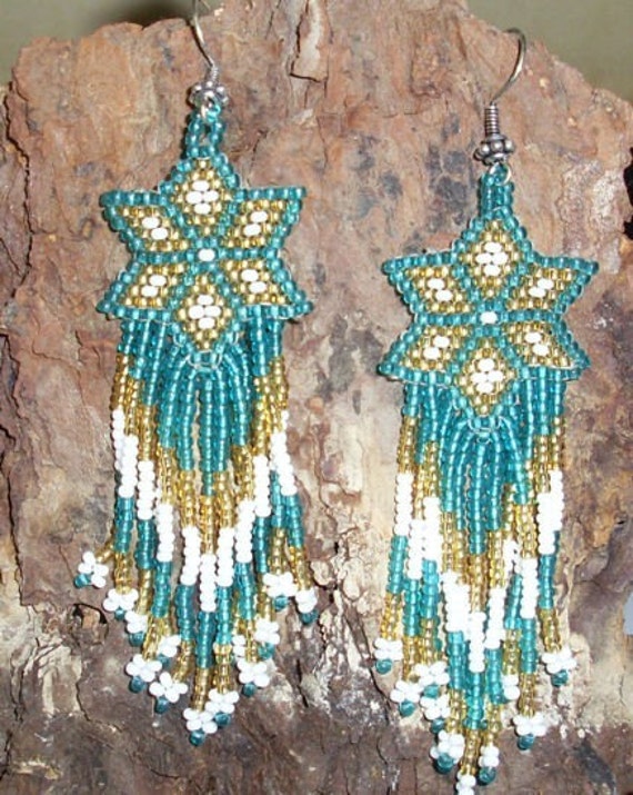 Native American Beaded Earrings Shooting Star Design