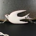 Snow Dove --- Handmade White Enamel Flying Bird and Sterling Silver Necklace