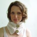 Cream Cowl with Light Pink. Handknit in Alpaca and Merino. Cute Handmade Faux Ivory Buttons.