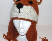 Crochet Pattern for Fox Hat with Earflaps Child and Adult Sizes