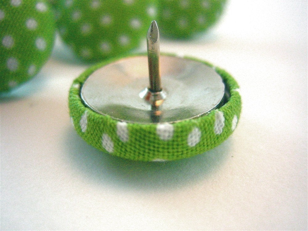 Green Dots Large Fabric Thumbtacks Qty. 6